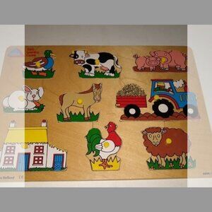 Early Learning Center Wooden Peg puzzle #4694-B Farm animals used